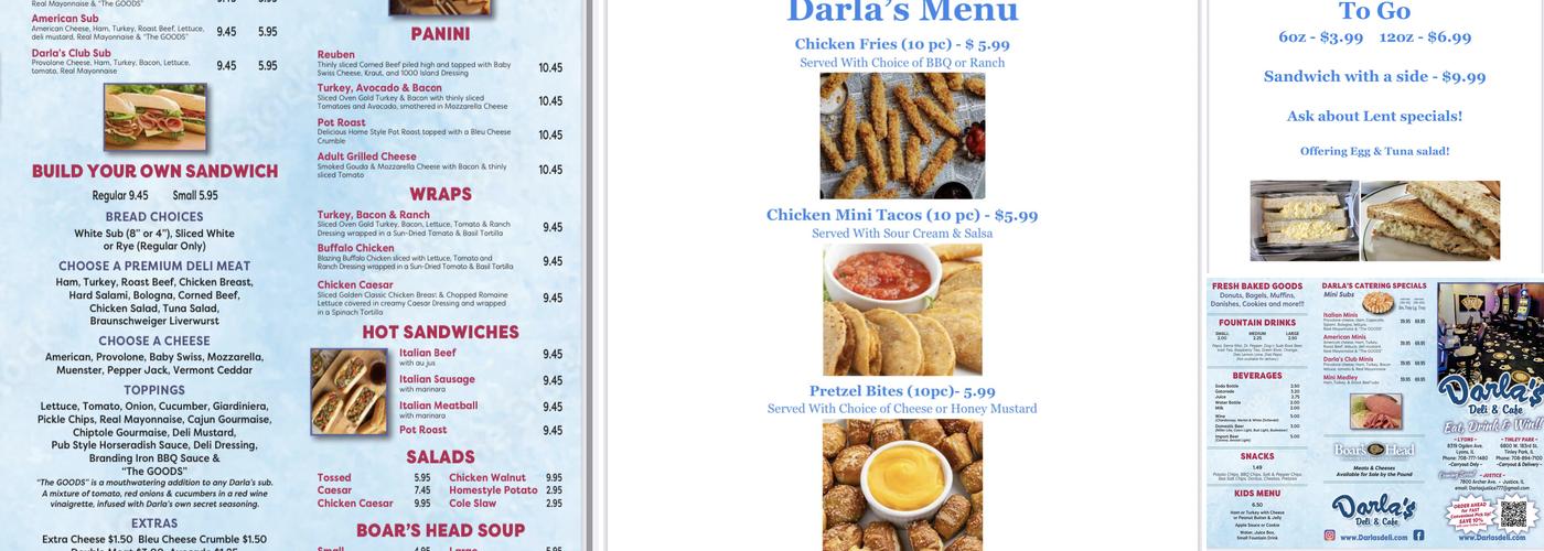 Darla's Deli & Café of Justice Menu