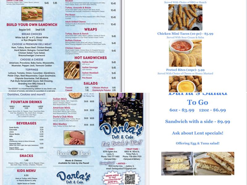 Darla's Deli & Café of Justice Menu