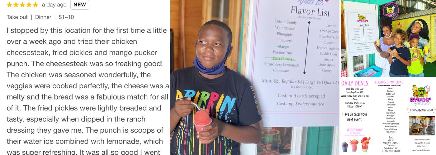 Ryders Water Ice Menu