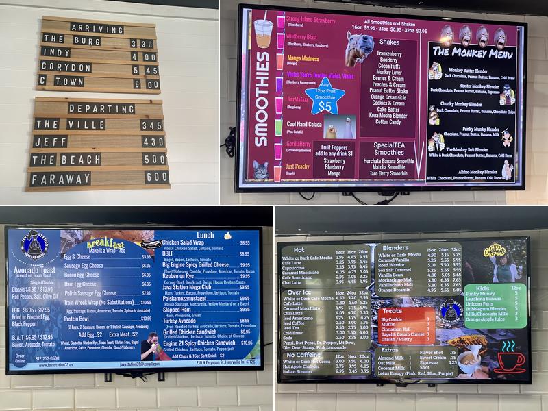 Java Station 31 Menu