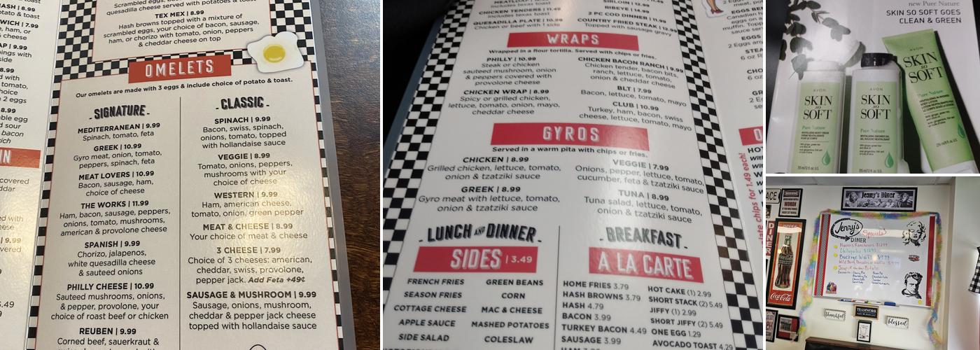 Jenny’s Diner Menu