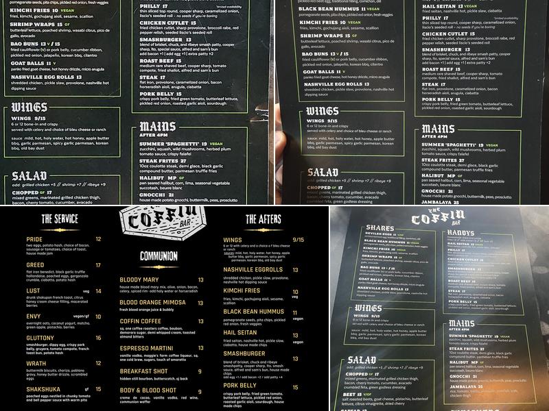 The Coffin Bar Menu