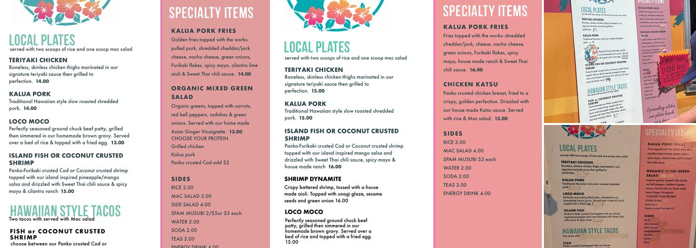 Hula Grill Food Truck Menu