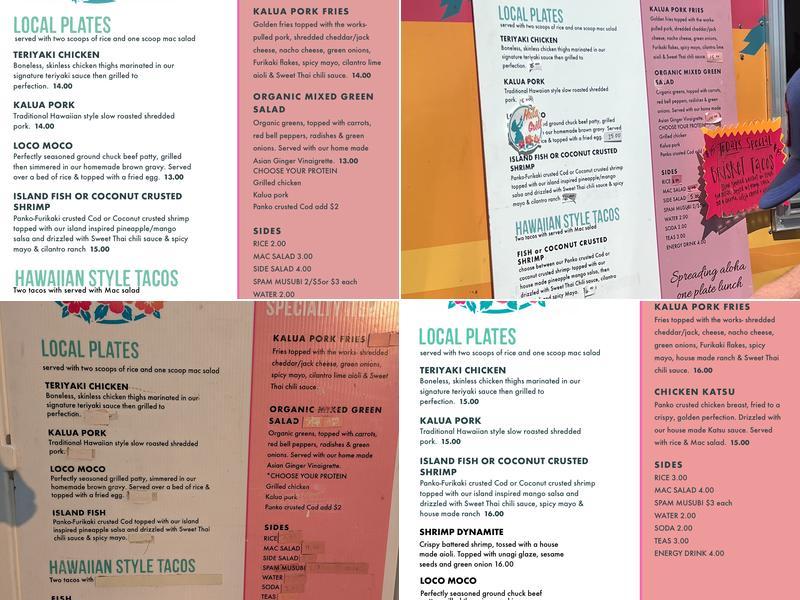 Hula Grill Food Truck Menu