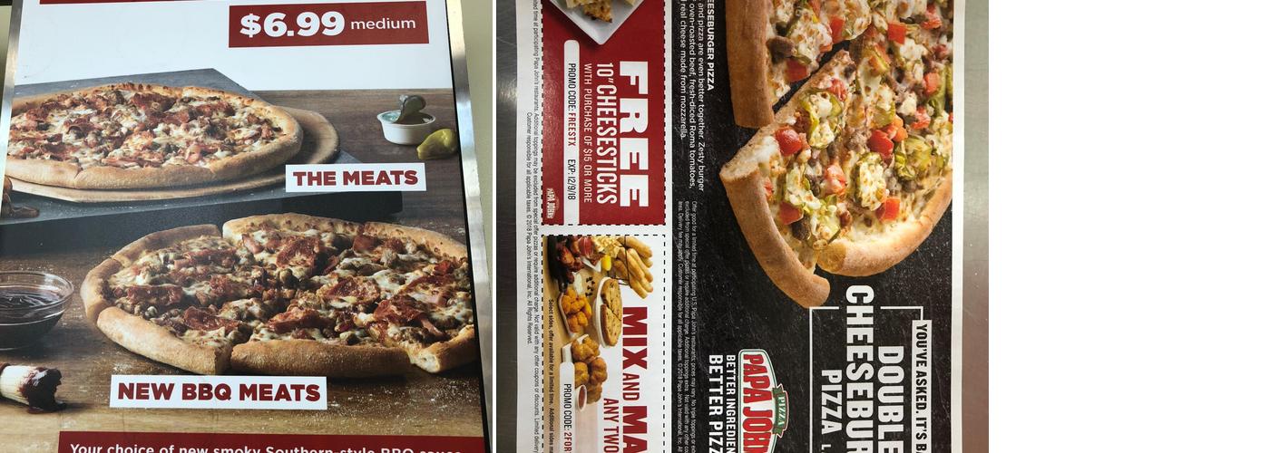 Papa Johns Pizza Menu