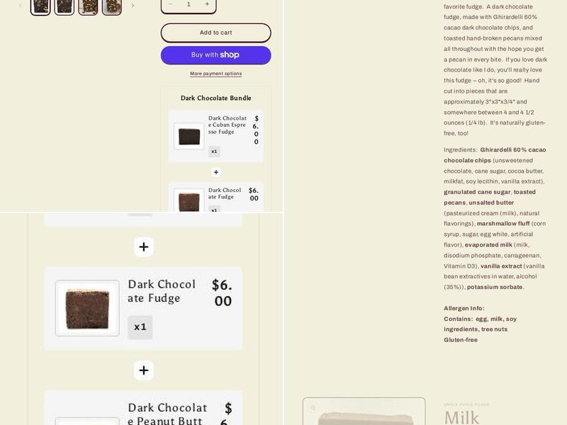 Uncle Phil's Fudge Menu