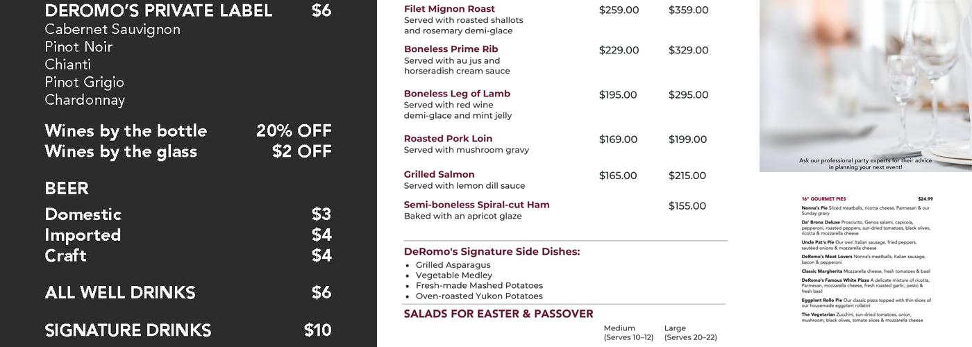 DeRomo's Gourmet Market Menu