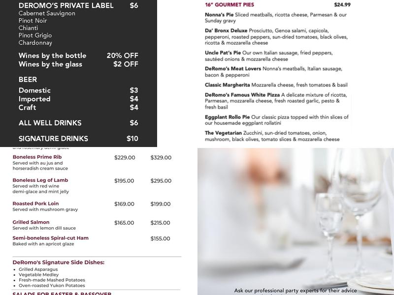 DeRomo's Gourmet Market Menu
