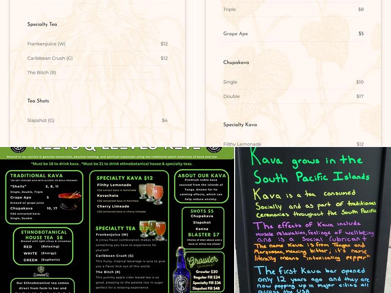 Roots And Leaves: Old Town Kava Bar Menu