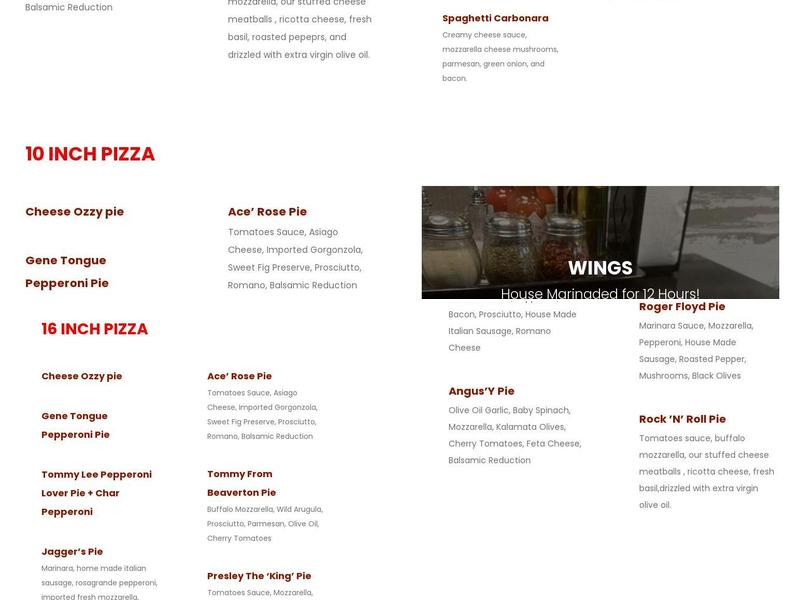 PizzaWingsRocknRoll St. Johnes Menu
