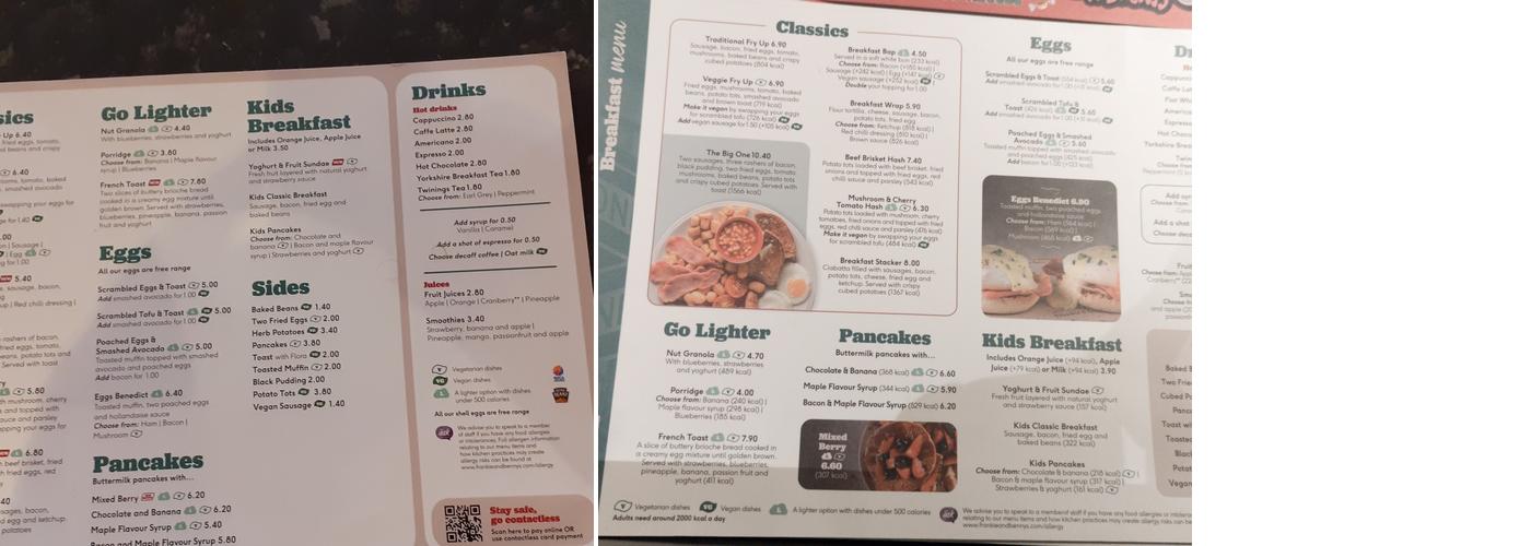 Frankie & Benny's Menu