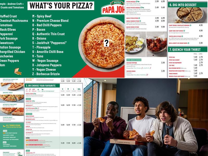 Papa Johns Pizza Menu