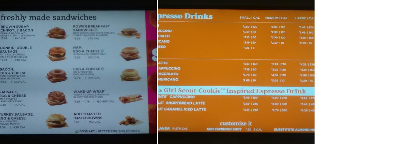 Dunkin' Menu