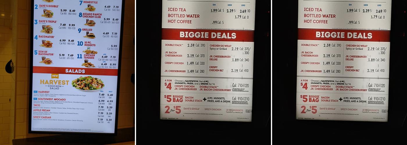 Wendy's Menu