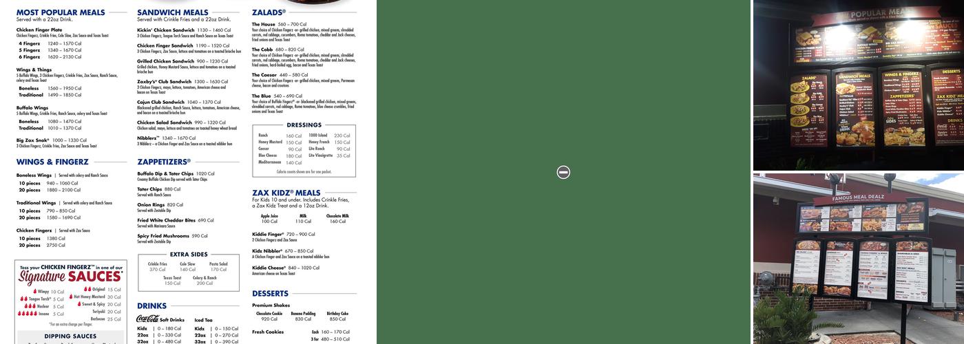 Zaxby's Chicken Fingers & Buffalo Wings Menu