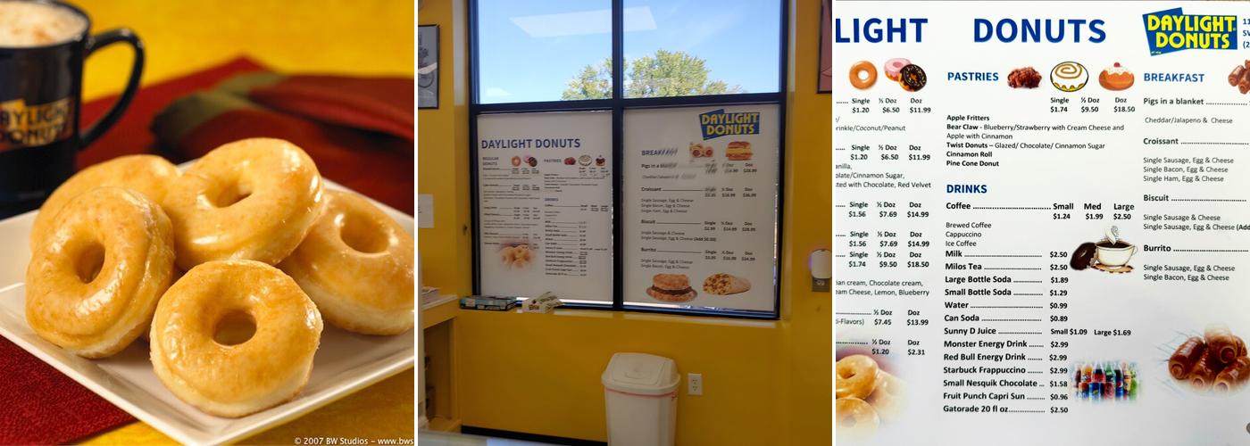 Daylight Donuts Menu