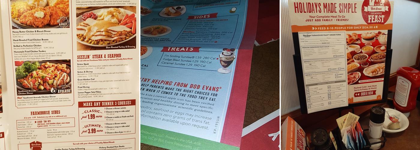 Bob Evans Menu