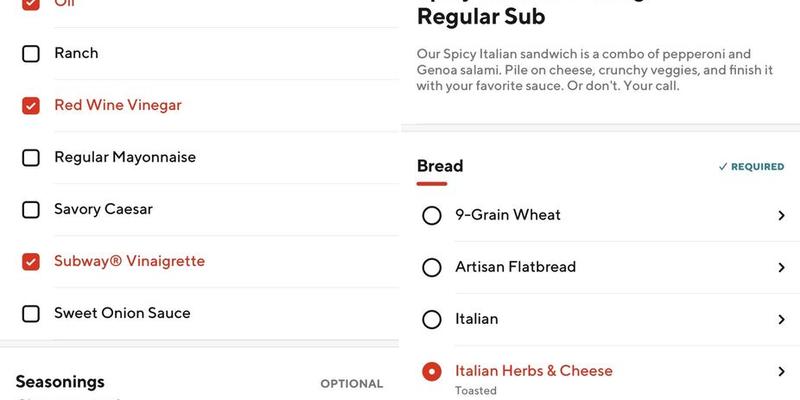 Subway Menu