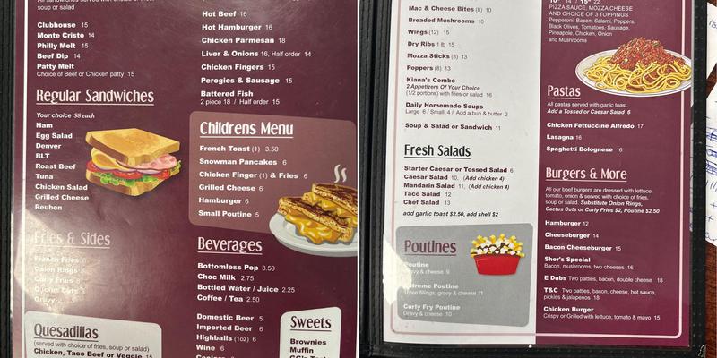 Sher's Diner & Drinks Menu