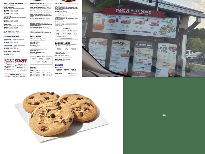 Zaxby's Chicken Fingers & Buffalo Wings Menu