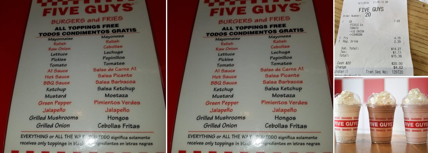 Five Guys Menu