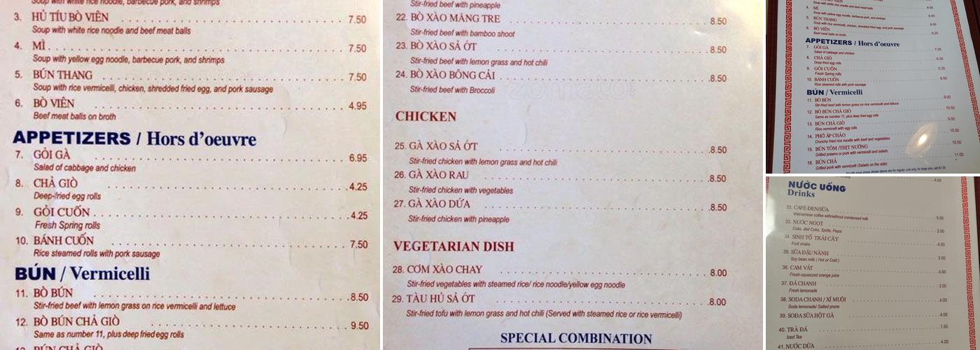 Dac Phuc Menu
