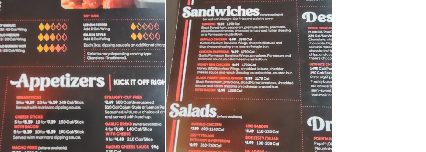 Pizza Hut Menu