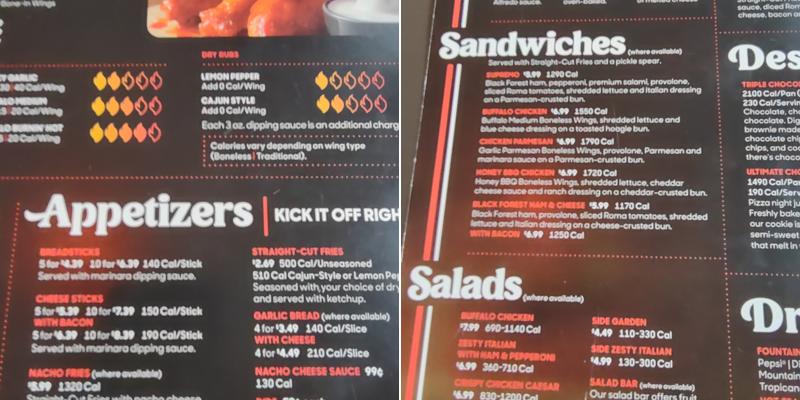 Pizza Hut Menu