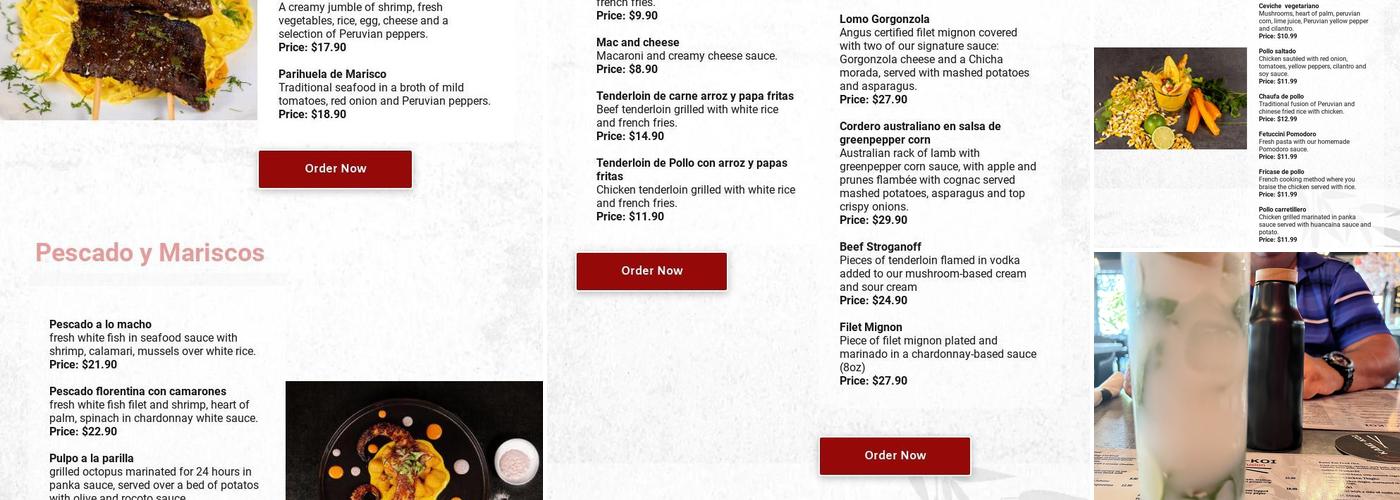 Kami-Koi Peruvian Sushi Fusion Menu