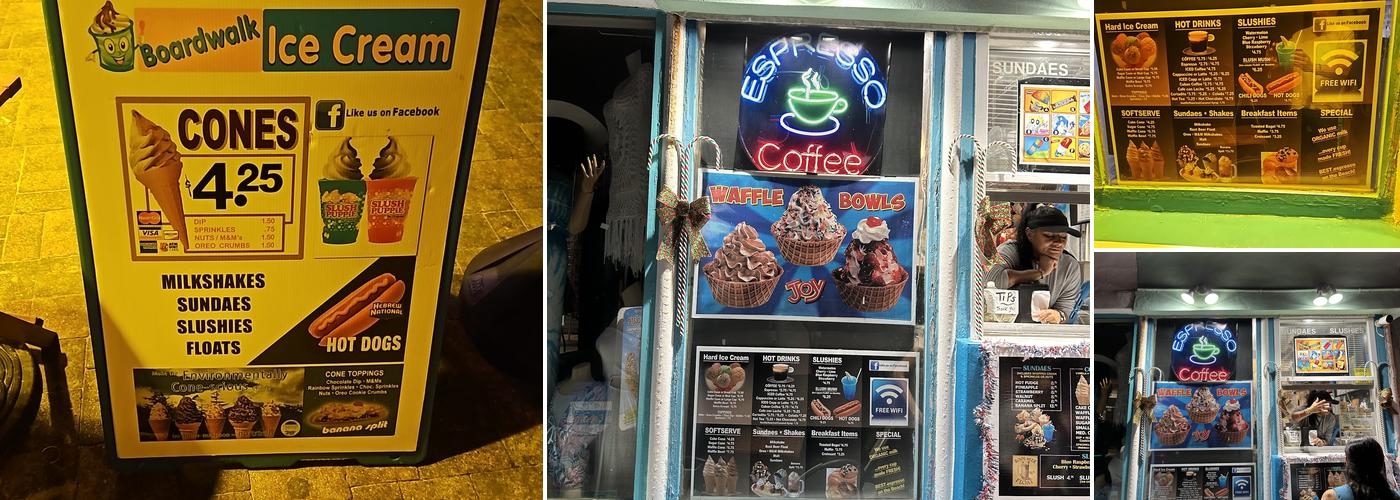 Boardwalk ice cream Menu