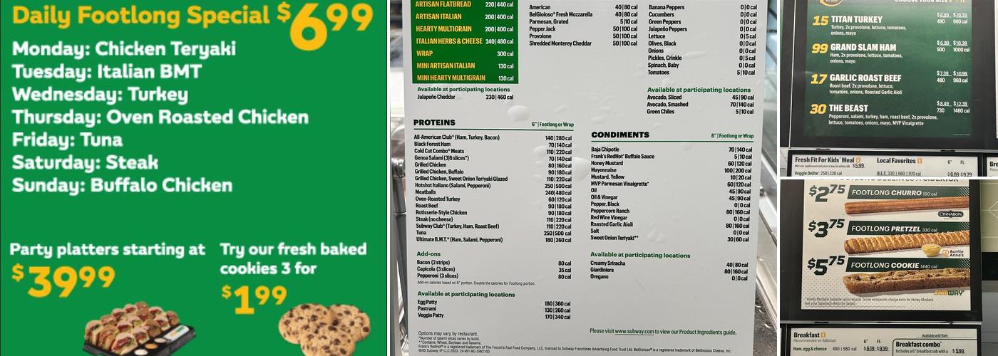 Subway Menu