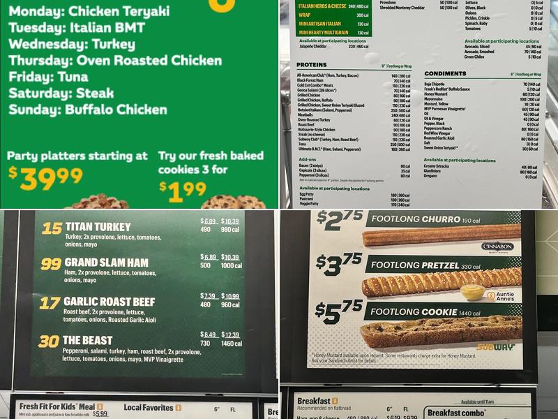 Subway Menu