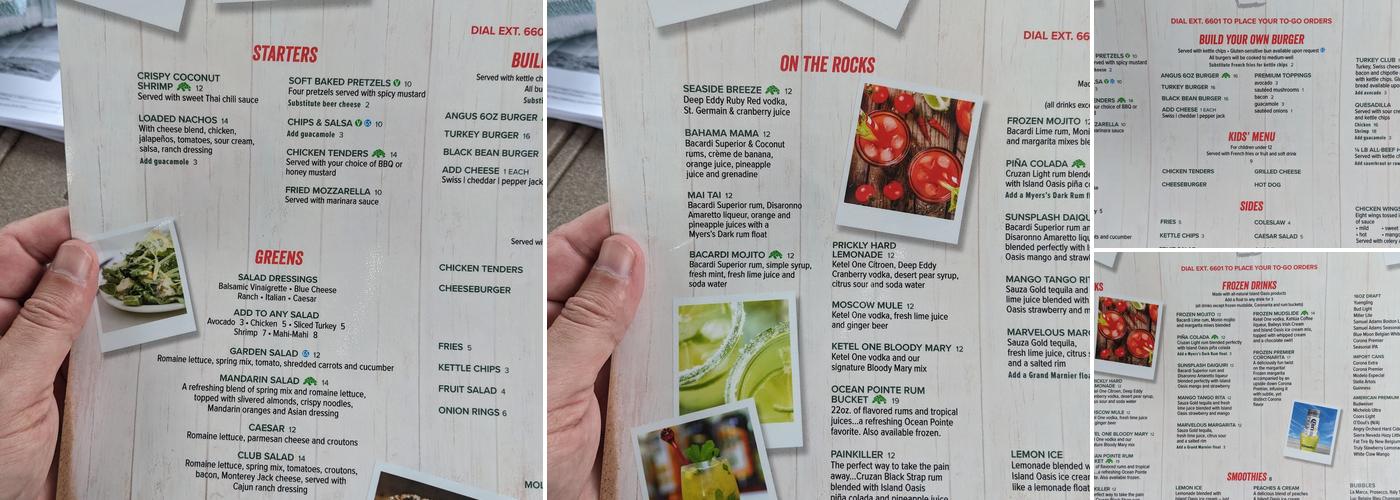 On The Rocks Bar and Grill Menu