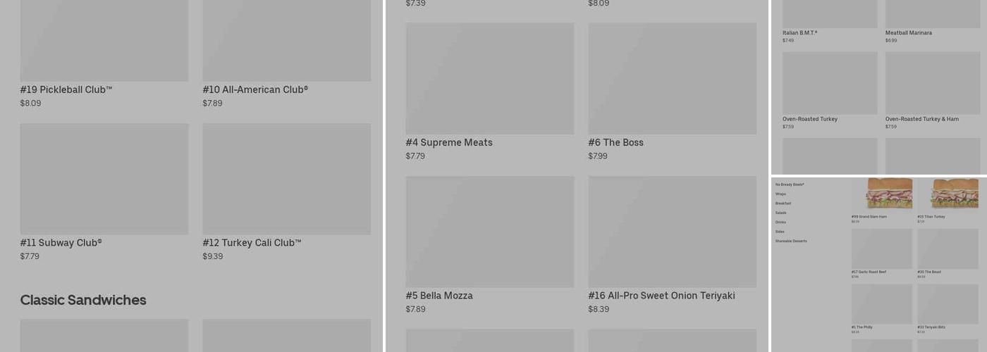 Subway Menu