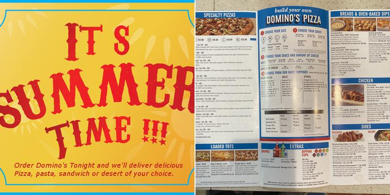 Domino's Pizza Menu
