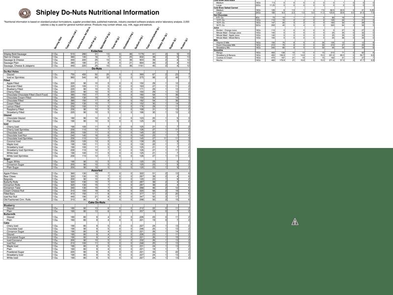 Shipley Do-Nuts Menu
