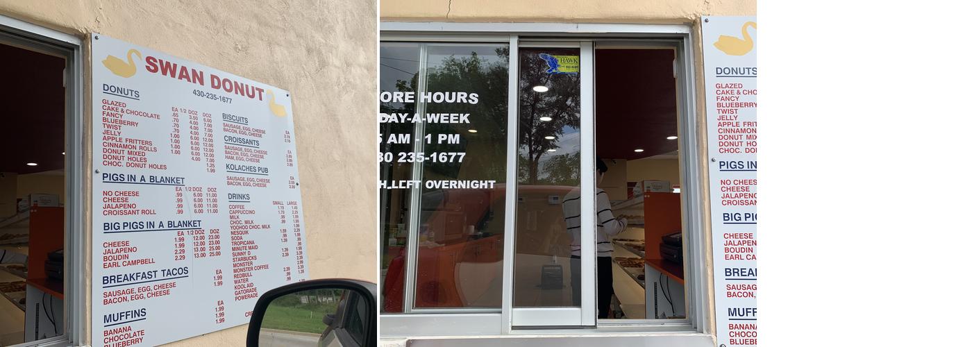 Swan Donut Menu