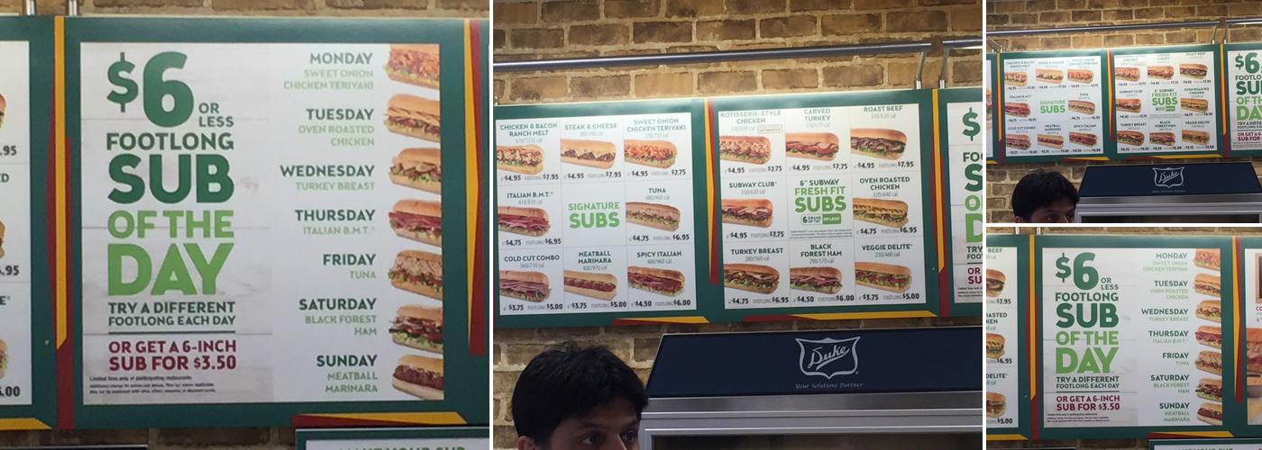 Subway Menu