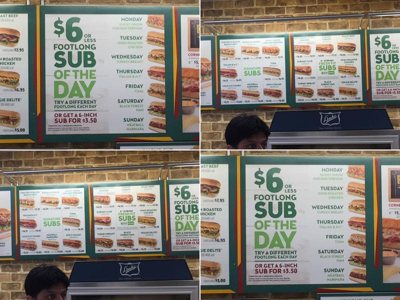Subway Menu