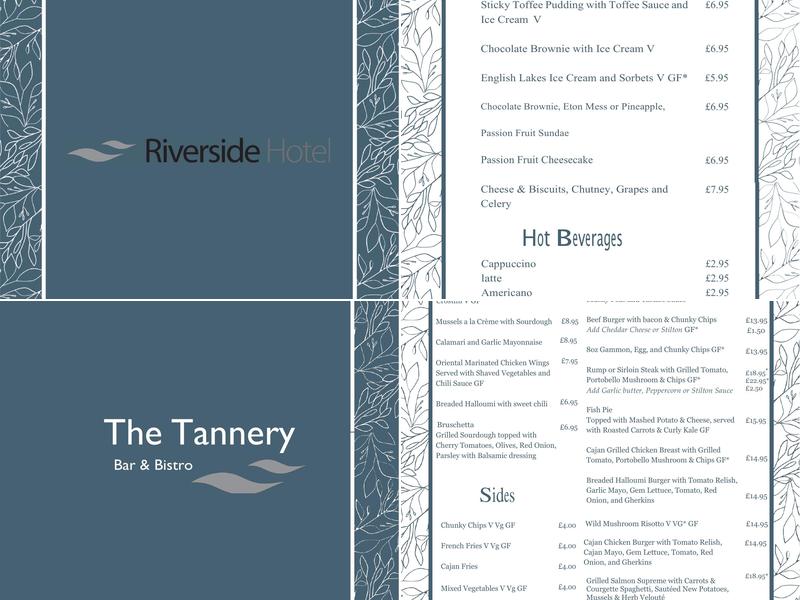 Riverside Hotel Kendal Menu