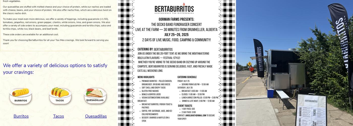 BertaBurritos Menu