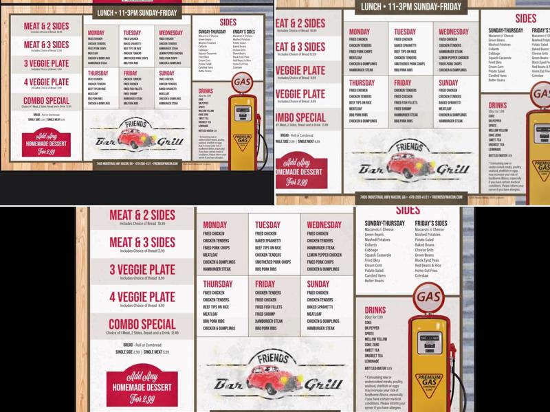 Friends Bar and Grill of Macon Menu
