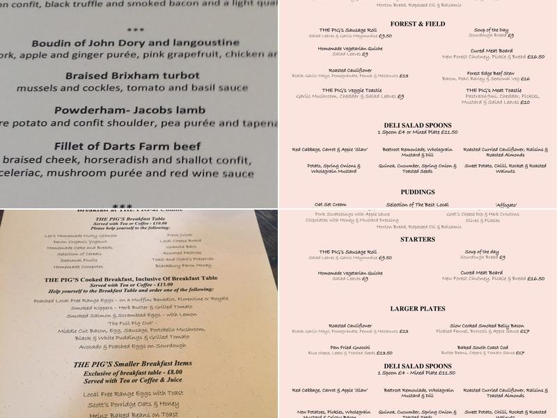 The Pig - at Combe Menu