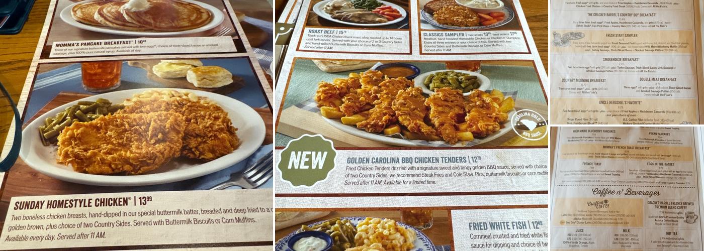 Cracker Barrel Old Country Store Menu