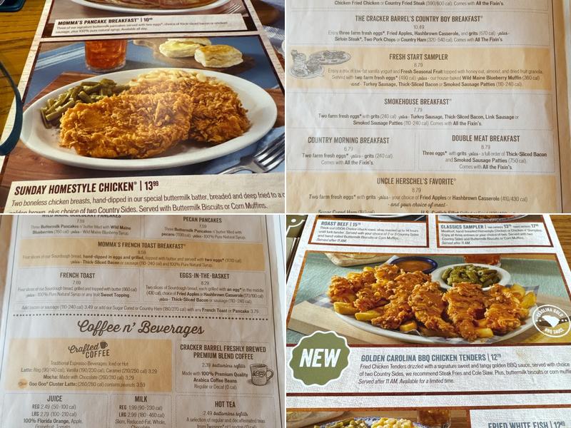 Cracker Barrel Old Country Store Menu