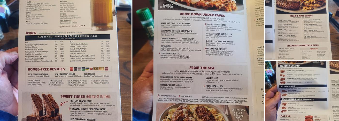 Outback Steakhouse Menu