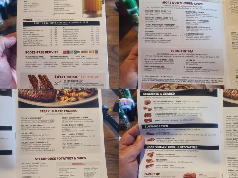 Outback Steakhouse Menu