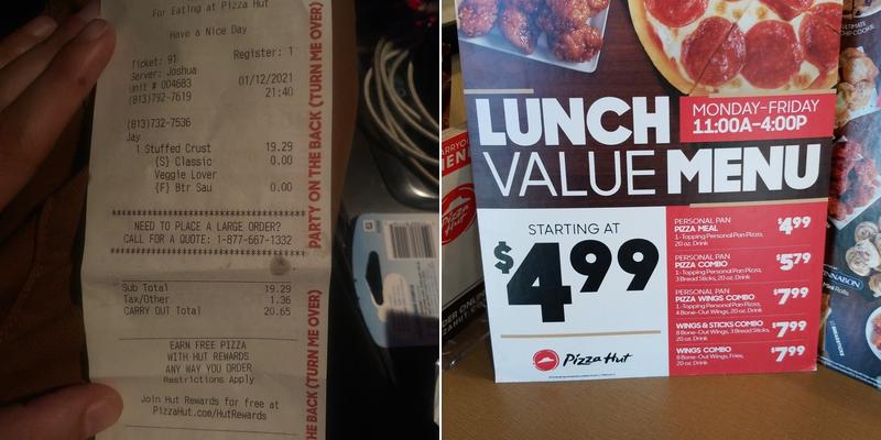 Pizza Hut Menu