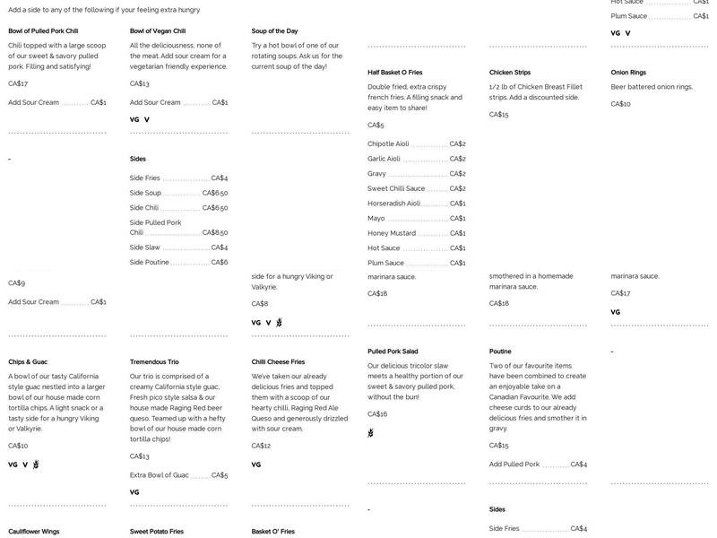 Cask & Cleaver Brewing Menu