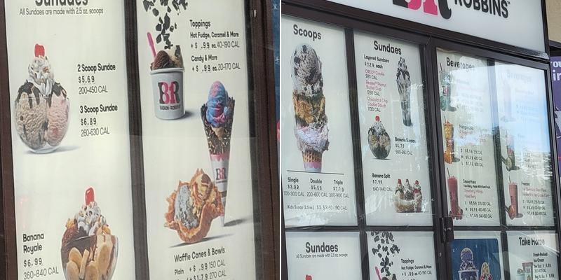 Baskin-Robbins Menu